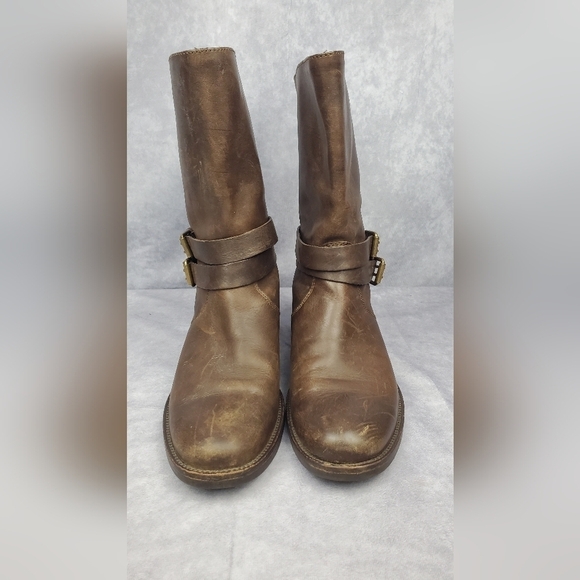 J. Crew Women's size 8.5 Boho Cowboy Western boots engineer brown leather rugged - Picture 3 of 15